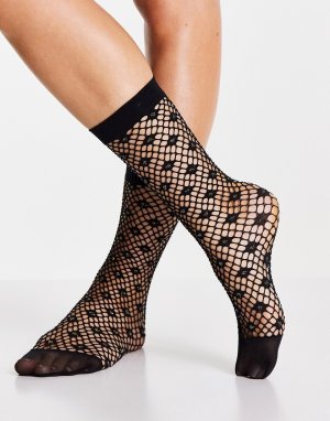 Черные сетчатые носки с блестками -Черный цвет Gipsy
