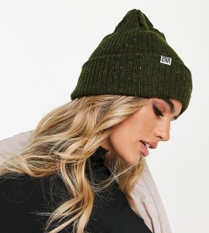 Эксклюзивная шапка-бини в рубчик с отворотом темно-зеленого цвета крапинку -Зеленый цвет New Era