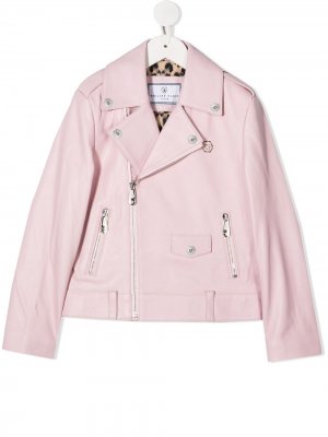 Байкерская куртка на молнии Philipp Plein Junior. Цвет: розовый