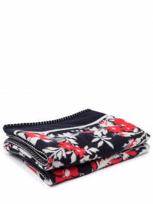 Одеяло вязки интарсия с цветочным узором Erdem. Цвет: синий