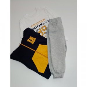 Комплект одежды  для мальчиков, спортивный стиль, размер 9-12, серый concept. Цвет: серый/серый-желтый