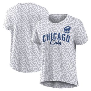 Женская белая футболка больших размеров с леопардовым принтом Chicago Cubs Profile Unbranded