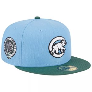 Мужская облегающая шляпа New Era небесно-голубая/кинза Chicago Cubs Wrigley Field 59FIFTY