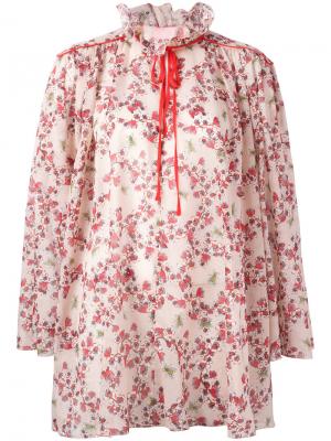 Блузка с цветочным принтом Giamba. Цвет: бежевый