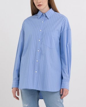 Полосатая женская рубашка с карманом , синий Replay