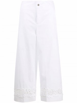 Укороченные брюки с цветочным кружевом Ermanno Scervino. Цвет: белый