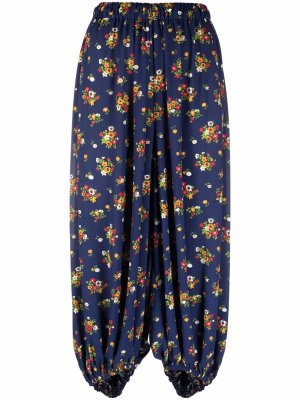 Floral-print cropped trousers Comme Des Garçons. Цвет: синий