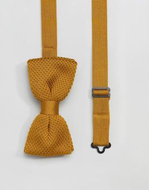 Трикотажный галстук-бабочка горчичного цвета -Желтый Twisted Tailor