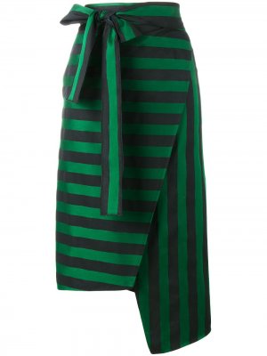 Полосатая асимметричная юбка Rochas. Цвет: зеленый