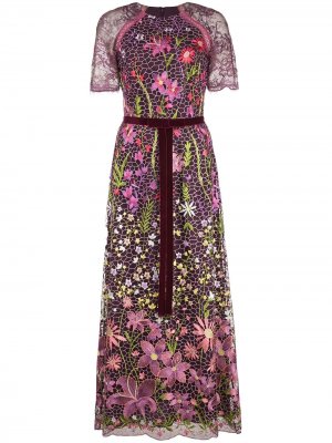 Коктейльное платье с цветочной вышивкой Marchesa Notte
