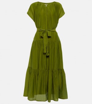 Платье миди Ada из хлопка и шелка VELVET, зеленый Velvet