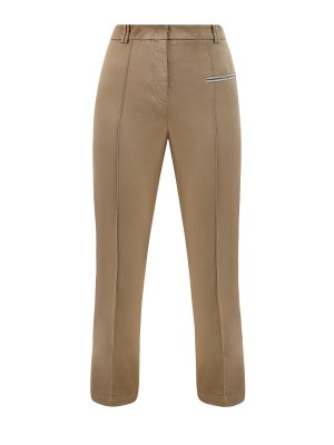 Зауженные брюки из хлопка с ювелирными деталями FABIANA FILIPPI. Цвет: коричневый