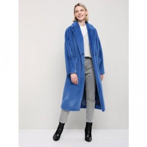 Пальто , размер 52, синий ALEF. Цвет: синий