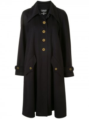 Расклешенное пальто средней длины Chanel Pre-Owned. Цвет: синий