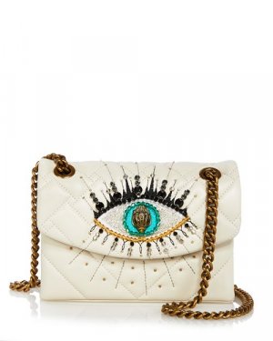 Кожаная сумка через плечо Kensington Mini Eye с украшением KURT GEIGER LONDON, цвет Ivory/Cream London