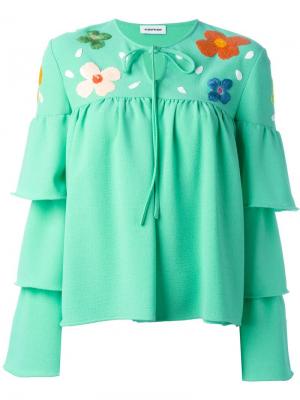 Блузка с вышивкой Au Jour Le. Цвет: зелёный