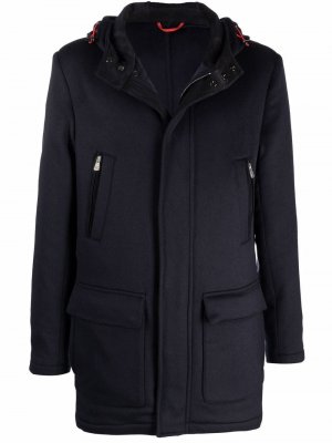 Кашемировое пальто с капюшоном Isaia. Цвет: синий
