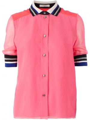 Рубашка с воротником и манжетами в полоску Bouchra Jarrar. Цвет: розовый и фиолетовый