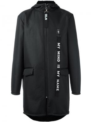 Пальто с капюшоном средней длины Numero00. Цвет: чёрный