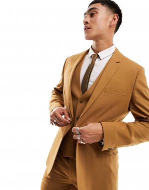 Пиджак Design Skinny Suit, светло-коричневый Asos