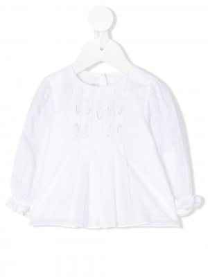 Блузка с цветочной вышивкой Baby Dior. Цвет: белый