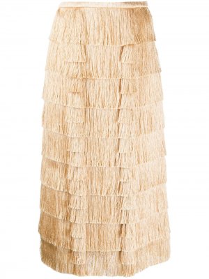 Многослойная юбка с бахромой Marco De Vincenzo. Цвет: нейтральные цвета