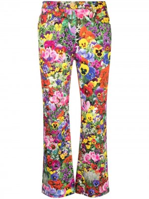 Расклешенные брюки с цветочным принтом Boutique Moschino. Цвет: зеленый