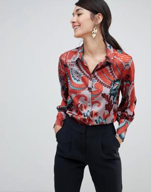 Разноцветная блузка с принтом Closet London. Цвет: мульти