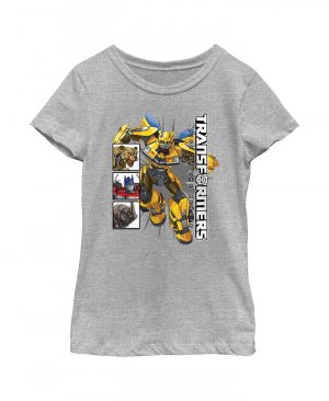 Детская футболка с плакатом Трансформеры: Восстание зверей и изображением Шмеля для девочек , серый Hasbro