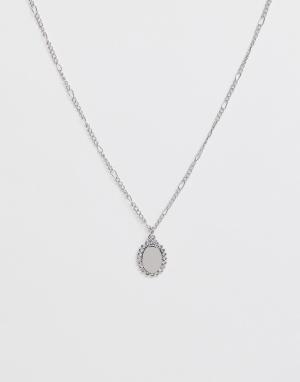 Ожерелье с овальным кристаллом Miss Selfridge. Цвет: серебряный