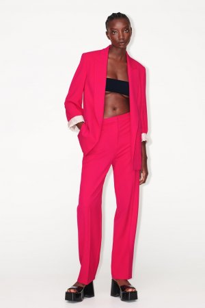 Брюки прямого кроя , фуксия ZARA