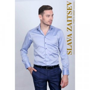 Рубашка , размер 176-182-41, голубой Slava Zaitsev. Цвет: голубой