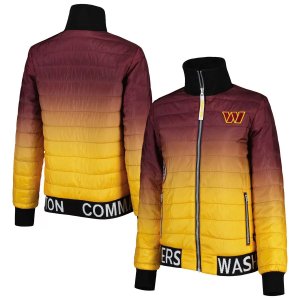 Женская куртка-пуховик с молнией во всю длину Wild Collective бордового/золотого цвета Washington Commanders Unbranded