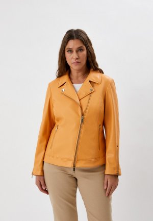 Куртка кожаная Marina Rinaldi Sport CAFF. Цвет: оранжевый