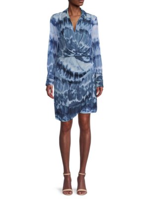 Миниатюрное платье-рубашка акварельного цвета с расклешенной юбкой , цвет Dusk Blue Calvin Klein