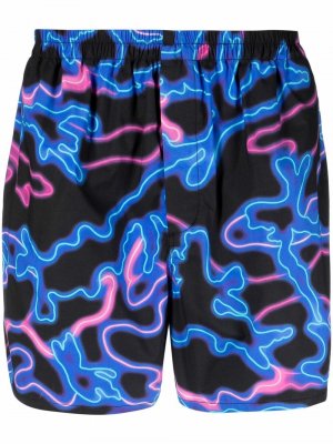 Плавки-шорты с принтом Neon Valentino. Цвет: синий