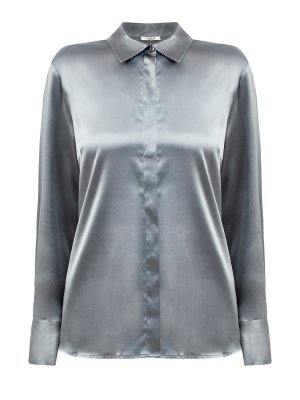 Блуза из струящегося атласного шелка с цепочками Punto Luce PESERICO. Цвет: зеленый