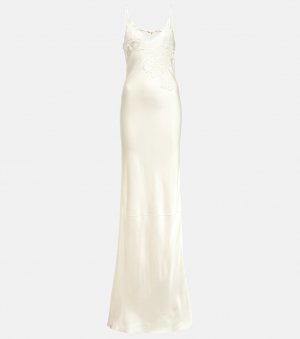 Свадебное атласное платье макси с кружевной отделкой VICTORIA BECKHAM, белый Beckham