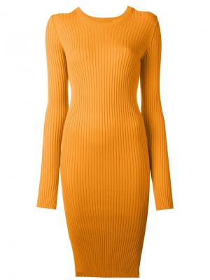 Вязаное облегающее платье Mm6 Maison Margiela. Цвет: жёлтый и оранжевый