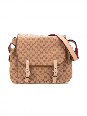 Пеленальная сумка с логотипом Gucci Kids. Цвет: коричневый