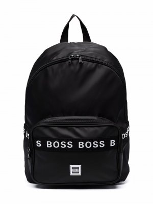 Рюкзак на молнии с логотипом BOSS Kidswear. Цвет: черный