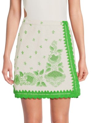 Мини-юбка с вышивкой и кружевной отделкой , цвет Ivory Green Giambattista Valli