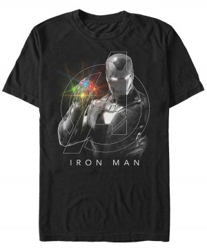 Мужская футболка marvel мстители эндшпиль с перчаткой железного человека, коротким рукавом Fifth Sun, черный