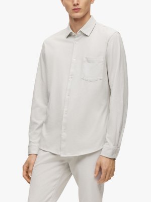 Рубашка BOSS Mysoft 2 Slim Fit из хлопка и джерси HUGO BOSS, пастельный серый
