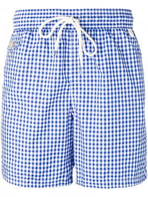 Пляжные шорты в клетку Polo Ralph Lauren. Цвет: синий