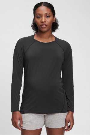 Дышащая футболка для беременных с длинными рукавами Gap, черный GAP