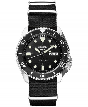 LIMITED EDITION Мужские спортивные часы с автоматическим механизмом 5, черный нейлоновый ремешок, 42,5 мм Seiko