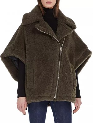 Асимметричная куртка на молнии из смеси альпаки Manto , хаки Max Mara