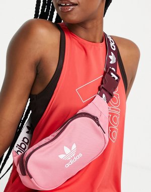 Розовая сумка-кошелек на пояс с фирменным ремешком Adicolor-Розовый цвет adidas Originals