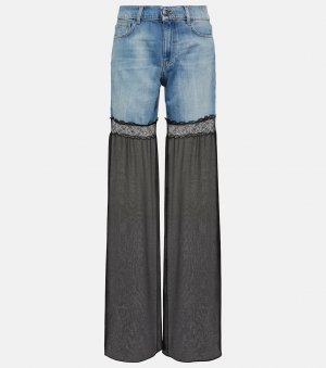 Широкие джинсы средней посадки с кружевной отделкой , мультиколор Nensi Dojaka